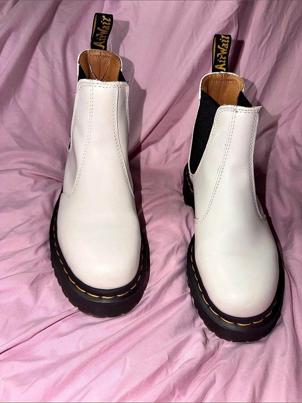 Dr. Martens 2976 Quad Platform Chelsea Boots White Chelsea Ankle Boots